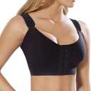SHAPERX Womens Post-Surgery Front Closure Brassiere Sports Bra (XX-Large, Black)