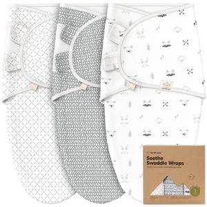 3-Pack Organic Baby Swaddle Sleep Sacks - Swaddles for Newborns, Infant 3-6 Months, Baby Girls, Boys, Soft & Snug Newborn Sleep Sack, Nursery Swaddling Blankets (Nordic, L)