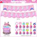 2 x DollHouse Birthday Party Supplies, Cartoon Doll House Party Decorations Set Include Banner, Backdrop, Cake Toppers Balloons for Boys Girls Cat Theme Party