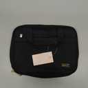 NISHEL Travel Toiletry Bag for women, Portable Hanging Organizer for Travel-Sized Shampoo, Conditioner, Brushes Set, makeup Accessories, Medium Size, Black