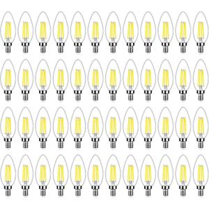 Yochoice 48-Pack Dimmable E12 LED Bulbs 40Watt Equivalent, 5000K Daylight White, 450Lumens, 4W B11 Vintage Chandelier Light Bulbs, Filament Clear Glass Candle Lamp for Ceiling Fan Home Decor