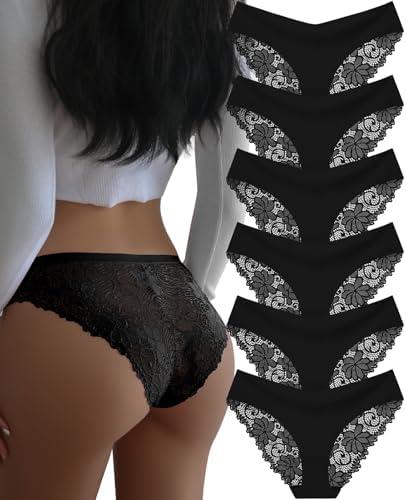 DHFBABY Sexy Cheeky Womens Underwear Comfortable Seamless Panties Luxurious Lace Bikini Briefs XL