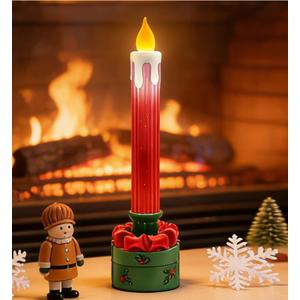 Flameless LED Candle for Christmas - Creates a Warm & Cozy Ambiance - Battery Operated (2 AA Batteries Not Included) for Mantel or Table