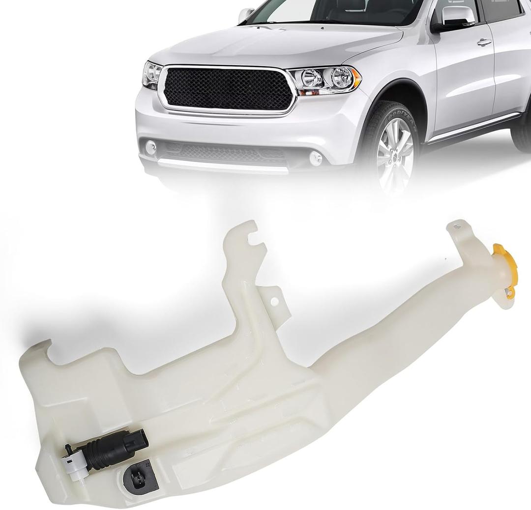 Washer Fluid Reservoir Compatible with Dodge Durango/Jeep Grand Cherokee 2011-2022, Jeep Grand Cherokee WK 2022 Windshield Washer Tank with Pump/Cap W/O Headlight Washer Hole 55079365AF