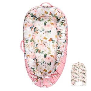 DILIMI Baby Lounger Cover, Cotton Baby Nest Replacement Cover for Girls Boys, Soft Breathable Reversible Newborn Lounger Cover, Pink Floral (Only Cover)