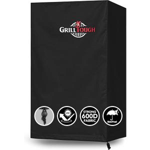 Heavy Duty Smoker Cover, 40 Inch  Waterproof, Weather Resistant, UV & Fade Resistant with Adjustable Straps  BBQ Cover for Flat Grill, Black (23''L x 17''W x 39''H)
