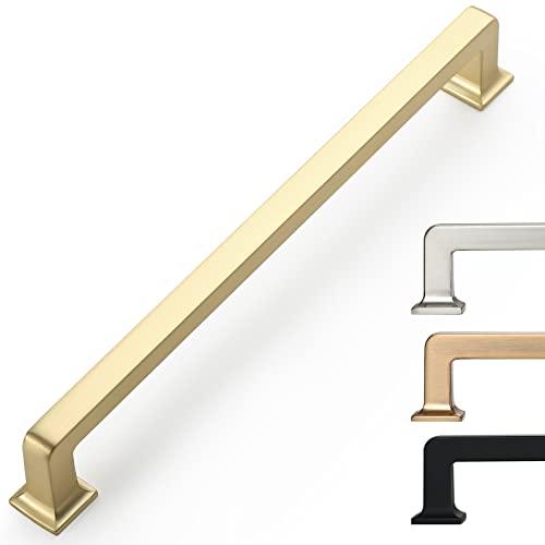 9BUILD 4 Pack, 7 Inch Brushed Brass Cabinet Handles - Kitchen Hardware Pulls for Cabinets in Gold