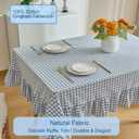 Blue Gingham Tablecloth, 100% Washed Cotton, Classic Vintage Decorative Table Cover, Buffalo Plaid Checkered Ruffled Table Cloth for Kitchen Dining Room Party (Rectangle, 70 x 52 in)