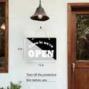 Generic Open Closed Signs for Business,Double Sided Come In We're Open Sign,Sorry We're Closed Sign,Open Closed Store Hanging Sign for Business Restaurant Club Cafe Hotel,-12 x 8 Inch, Black&White
