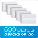 Oxford Index Cards, 3 x 5 Inches, White, Lined on Front, Blank on Back, Flashcards for School and Studying, Recipe Note Cards, 500 Count (5 Packs of 100) (40176)