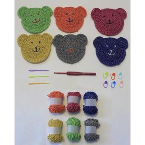 Crochet Kit for Beginners, 6 Pcs Crochet Coasters Starter Kit with Step by Step Paper-Based Tutorials, Includes an Easy-to-Use Crochet Toolkit, Yarn, Crochet Hook