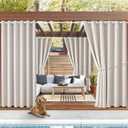 Waterproof Outdoor Curtain W84 x L84 - Grommet Top Sunlight Blocking Window Treatment Drapes Blackout Curtains for Home Bedroom Living Room Outdoor Patio Porch Gazebo (Light Taupe, 2 Panels)