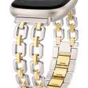 Wearlizer Metal Band Compatible with Fitbit Versa 4 Bands for Woman/Versa 3/Sense 2/Sense Bands Women, Dressy Chain Strap Designer Stainless Steel Bracelet Wristband