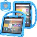 Fire HD 8 Tablet Case for Kids(2024/2022/2020 Release,12th/10th Generation),Incompatible with iPad Samsung,Shock Proof Friendly,360 Rotating Grip Stand,Portable Handle Kid-Proof Case (Blue)