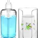 Mouthwash Dispenser for Bathroom Plastic Refillable Mouthwash Dispenser with Paper Cup Holder Clear Mouth Wash Pump Bottle for Guest Bathroom, Lavatory, Cupboard, Countertop (1 Set)