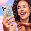 SOKAD Iridescent Magnetic for iPhone 15 Pro Case, Compatible with Magsafe, Aesthetic Glitter Sparkly Diamond Design for Girls Women, Unique Glossy Fluorescent Holographic Protective Phone Case