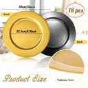18 Pcs Golden Charger Plates Bulk 13 Inch Plastic Gold Plates Dinner Round Tray Charger Tableware Dish for Table Setting Wedding Holidays Party Decor