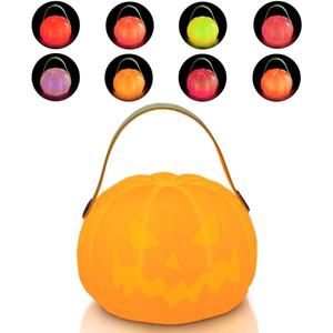 LEDHOLYT Night Light for Kids, Rechargeable LED Pumpkin Cordless Lamp with Control, 7 Colors Dimmable Halloween Lamp for Bedroom Nightstand Camping Decoration Gift (Pumpkin-Yellow)