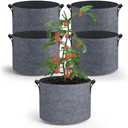 POROLIR 5-Pack Grow Bags 15 Gallon Thickened Plant Grow Bags Multi-Purpose Nonwoven Fabric Pots with Durable Handles, Outdoor Garden Plant Pots for Fruits Vegetables Flowers Herb Bonsai Plants, Gray