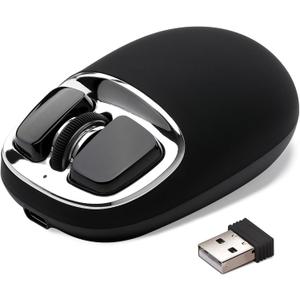 YUNZll C1 Silicone Wireless Mouse, Tri-Mode 2.4G/USB-C/Bluetooth Mouse, 4800 DPl Optical Tracking, 6 Adjustment Levels,Customize Mice for Laptop, Computer, iPad, MacBook (Black Silver)