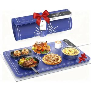 Warming Mat for Food, Upgrade 248 Food Warming Mat, Electric Warming Tray with Insulation Pad and 9-Level Temperature, Silicone Heating Mat for Buffets, Party, Gatherings, Everyday Use (NY7R) (LARGE)