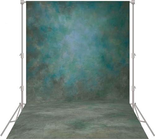 Haboke Abstract Professional Photography Backdrop for Portrait Photo Props Booth Background Photoshoot Studio with Polyester Fabric Roller Pocket on Top (6x8ft,Green)