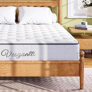 Vesgantti Twin Mattress, 10 Inch Innerspring Hybrid Single Bed Mattress in a Box with Breathable Foam and Pocket Spring, Ergonomic Design, Medium Firm Feel