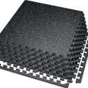 SUPERJARE 0.56'' Thick 6 Pcs 24 Sq Ft Rubber Top Exercise Equipment Mats, High Density EVA Foam Mats with Rubber Top, Interlocking Gym Flooring for Home Gym, Protective Workout Mat, Black/Blue