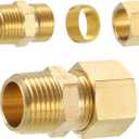 uxcell 2Pcs Brass Pipe Fitting, 5/8" OD x 1/2" NPT Male Brass Compression Tube Fitting, Brass Compression Union Connector, Brass Straight Coupling Adapter Fitting Fit 5/8" Pipe
