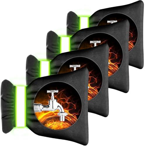 Outdoor Faucet Covers for Winter Freeze Protection, Hose Bib Covers for Winter 4 Pack, Outside Water Faucet Spigot Covers Winter Insulated 9.05" H X 6.89" W, Reusable Waterproof Faucet Sock