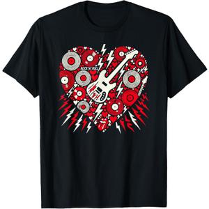 Rock N Roll Music Heart Valentine Rock Music Womens Mens T-Shirt, 3XL