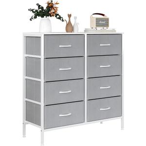 TQVAI 8-Drawer Dresser for Bedroom, Wide Fabric Dresser for Storage and Organization, Chest of Drawers for Living Room, Closet, Hallway, White