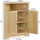 Smuxee Bathroom Corner Cabinet, Floor Corner Storage Cabinet with Fluted Door and Adjustable Shelf, Wooden Narrow Cabinet Organizer for Bathroom, Kitchen, Living Room, 23.4"L x 12.2"W x 38.1"H