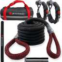 Kinetic Recovery Tow Rope Snatch Strap 3/4" x 20' (MBS 22,000 lbs) with 2 Soft Shackles (35,000 lbs) and Free Durable Handbag Offroad Recovery Kit for Trucks, SUVs, and Jeeps