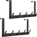 Over The Door Hooks, Towel Rack for Bathroom, Hanger for Hanging Clothes Hat (Black, 2 Pack)