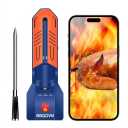 WiFi Bluetooth Wireless Meat Thermometer, Unlimited Range, 7 NIST Certified Accuracy Sensors with Ambient Temp Remote Monitoring for BBQ Grill, Oven, Smoker, Air Fryer (1, Blue, Medium)