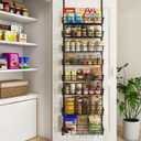 Over The Door Pantry Organizer, Wall Mount Spice Rack, Pantry Hanging Storage and Organization, 8 Adjustable Baskets Heavy-Duty Metal for Home & Kitchen, Back of Door Seasoning Rack - Black