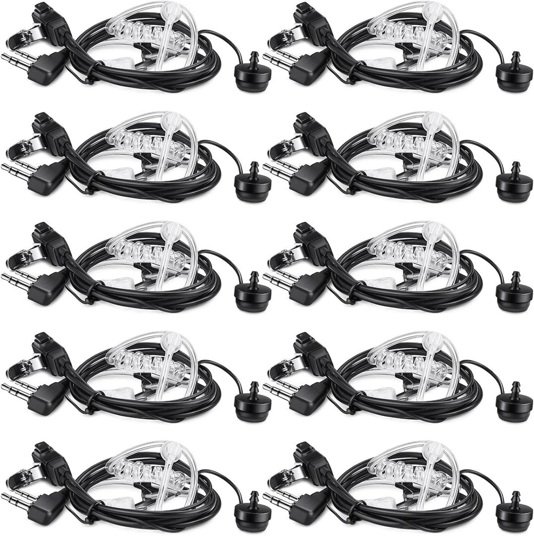 Weewooday 20 Pack Walkie Talkies Earpiece with Mic Radio 2 Pin Acoustic Tube Headset Earpiece Compatible with Baofeng UV-5R Retevis H-777 RT1 RT21 RT22 Arcshell AR-5 2 Way Radio