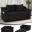 MeMoreCool Convertible Sofa Bed, Pull Out Loveseat Sofa Sleeper Couch for Bedroom Living Room Lounge, 2 in 1 Small Couch Bed with Pillow, Foldable Love Seat Futon Corduroy Black