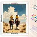 Western Paint by Numbers Kit for Adults - DIY Cowboy Duo on Horseback Painting on Rolled Canvas 16x20 Inches, Acrylic Paint Set, Suitable for Beginners, Art for Home Decoration or Gifts