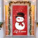 Merry Christmas Door Cover 71x35 Inch Front Porch Door Banners Decoration Winter Red Background Snowman with Hat and Scarf Winter Wonderland Theme for Sign Party Indoor Decor