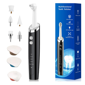 Pelzzle Tooth Polisher, Rechargeable Teeth Polisher for Daily Cleaning, Whitening and Polishing, Electric Dental Teeth Polishing with LED Light, 5 Brush Heads, 5 Speed Modes, Waterproof