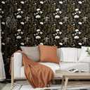 Laatse Dark Floral Wallpaper Peel and Stick Boho Wallpaper 17.5in x 118in Vintage Leaf Contact Paper Vinyl Waterproof Self Adhesive Leaf Botanical Wall Paper for Bedroom Walls Kitchen Cabinet (Bright White&Light Gold)