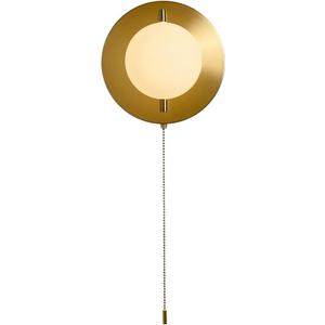 Pull Chain Wall Lamps Globe Glass and Brass Wall Sconces Mid-Century Modern Wall Light Fixture with Pull Switch Wall Mounted Light for Farmhouse Living Room Bedside Hallway Kitchen (Gold) (Gold-1 pack)