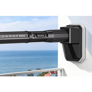 FADOTY Tension Curtain Rod No Drilling, 41-179 Inch Heavy Duty Shower Rod | One-click Adjustable, 35 lb Support, Rustproof, Non-slip, Easy Installation for Patio Bathroom Windows Room Divider, Black