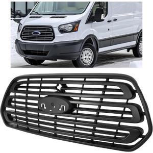 HECASA Front Grille Compatible with 2015-2019 Ford Transit 150 250 350 350HD Grill Assembly ABS Plastic Black Replacemant for CK4Z-17E810-AA FO1200587