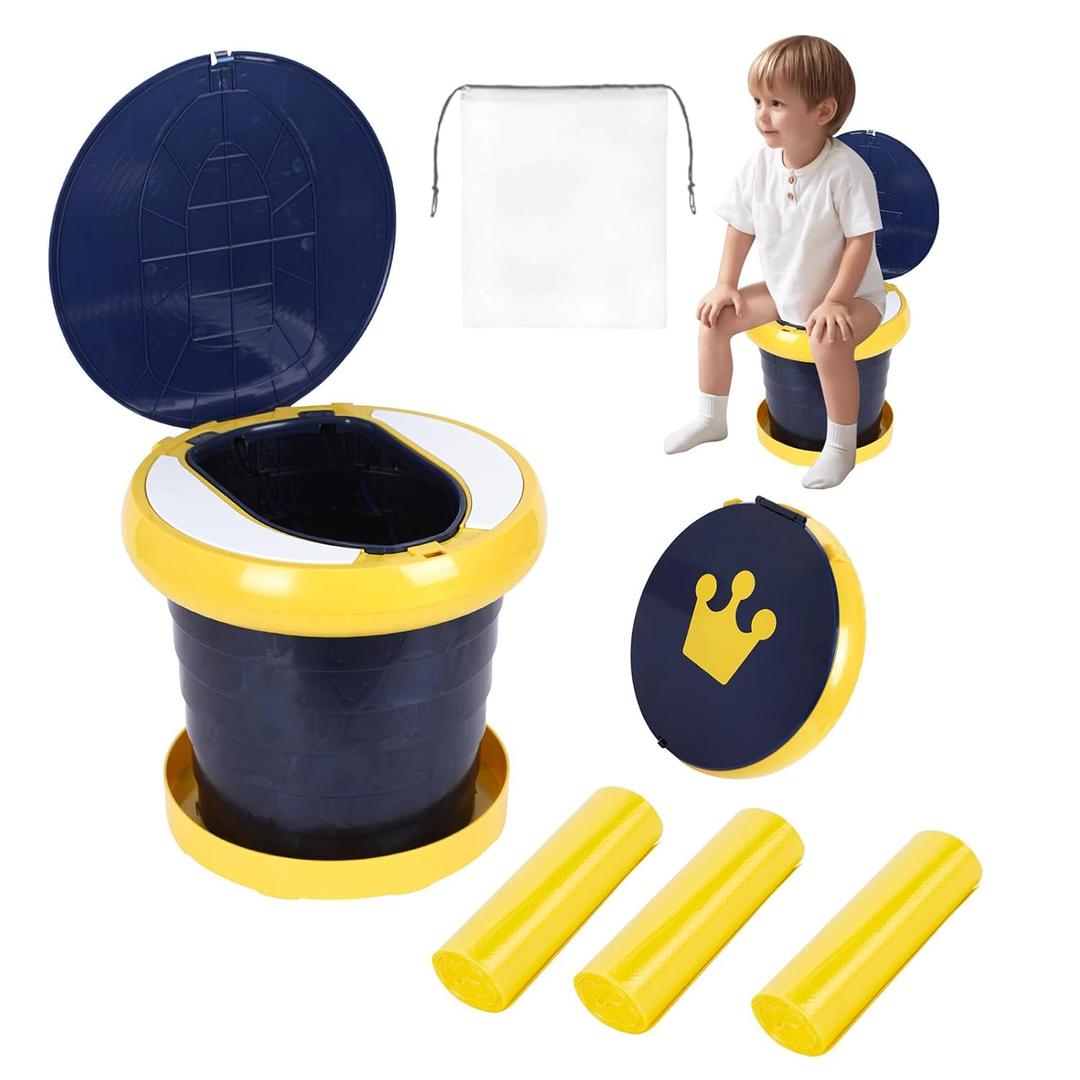 SunnySmile portable, foldable potty seat for toddler, Training Toilet Seat Emergency Toilet for Car, Camping, Outdoor, indoor (blue, large)