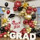 Burgundy Gold Balloon Arch Kit Graduation Decorations 2026, 130Pcs Burgundy Gold Black Balloons and Foil Star Balloon with Confetti Ribbons Grad Party Decorations for College High School Class of 2026 (Maroon)