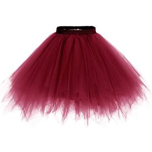 ChicWind Womens Colourful Halloween costumes Puffy Tutu Layered Tulle Petticoat Skirt for Party (Regular Size(US 0-18w), Burgundy)