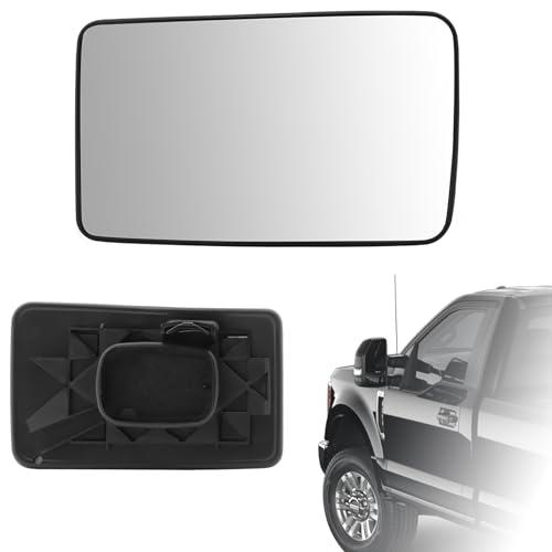 E-Vniko Lower Driver Side Mirror Glass Assembly Replacement for For Ford F150 F250 F350 F450 F550 2008-2016 Super Duty Pickup Truck - Left Side View Mirrors Glass W/Backing Plate for F250 Accseeories